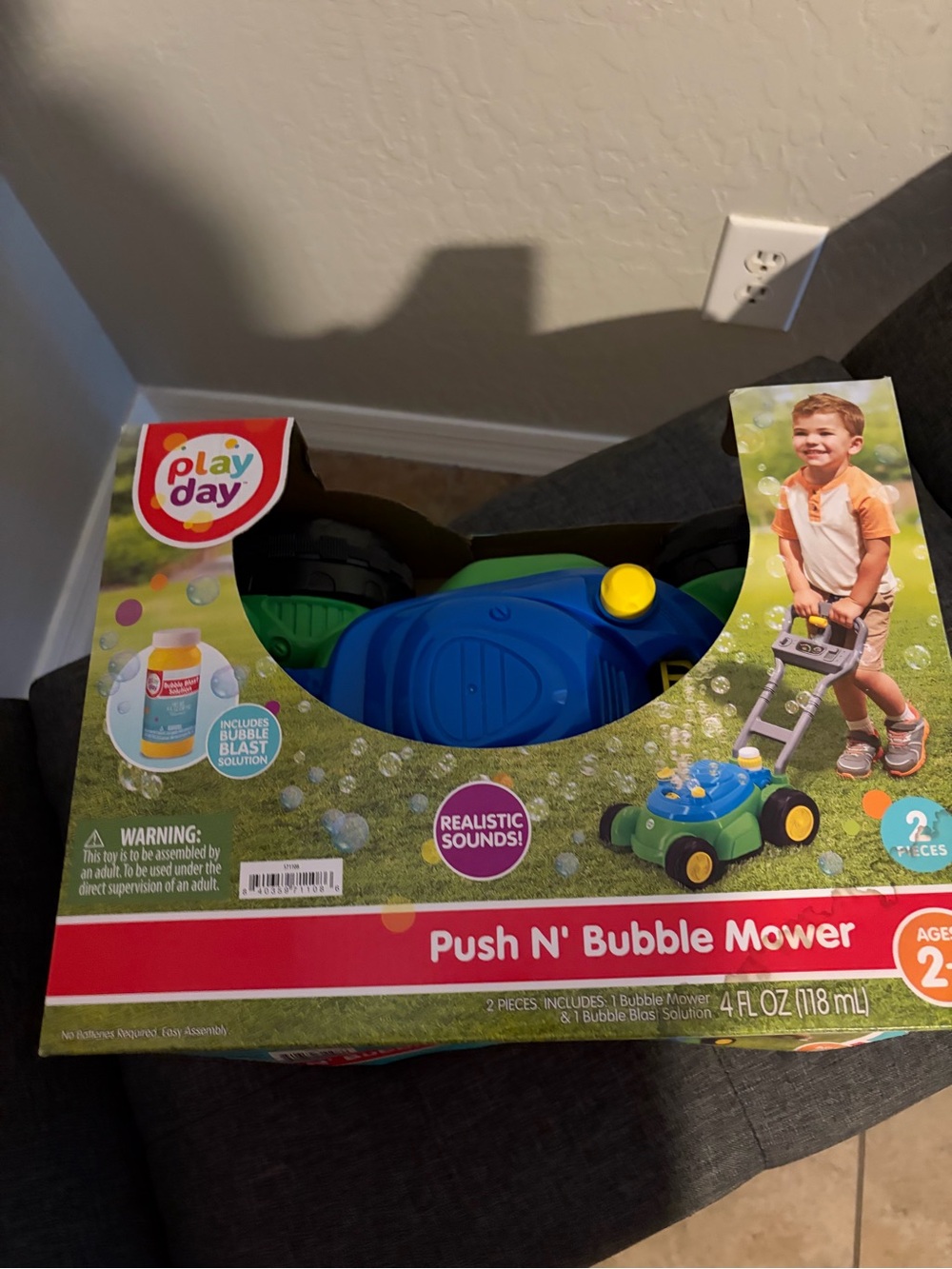 Play Day Push N' Bubble Mower - Blue & Green